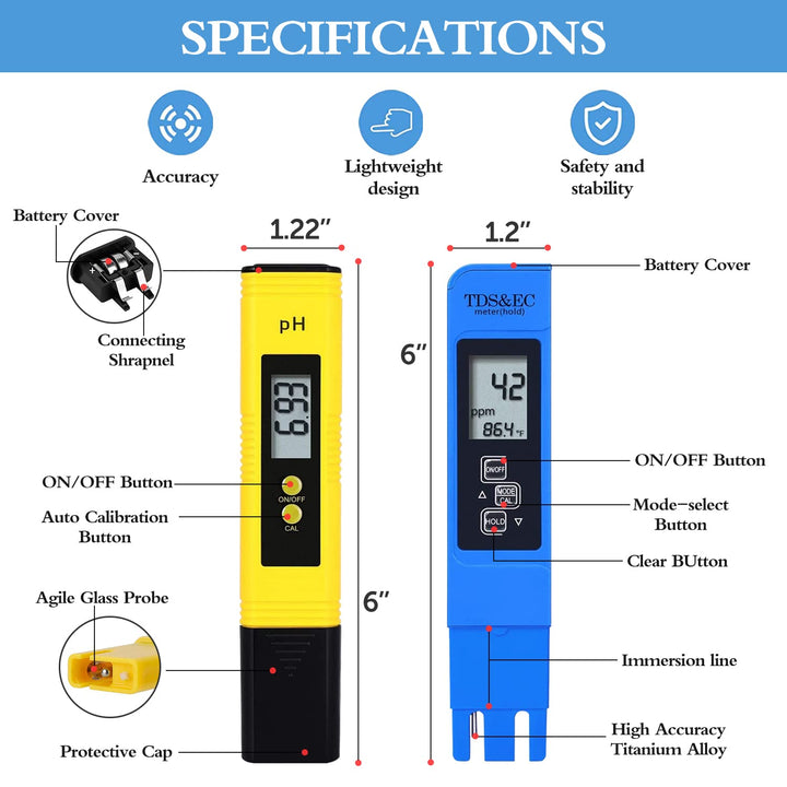 PH Meter, TDS PPM Meter, Soil PH Tester, PH/EC Digital Kit, 3 Pack - Just Closeouts Canada Inc.