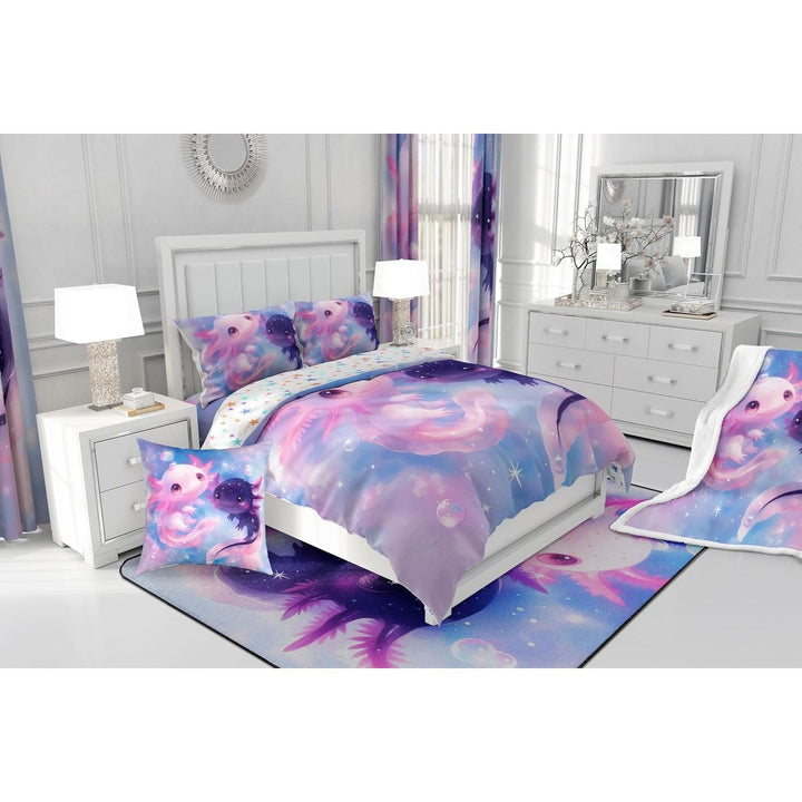Pink Axolotl Comforter Set Twin Size Kids Girls Kawaii Ocean Sealife Bedding Set for Boys Teens Cute Salamander Comforter Gift for Girls Women Duvet Set Reptile Animal Quilt Set - Just Closeouts Canada Inc.X004M56AMH