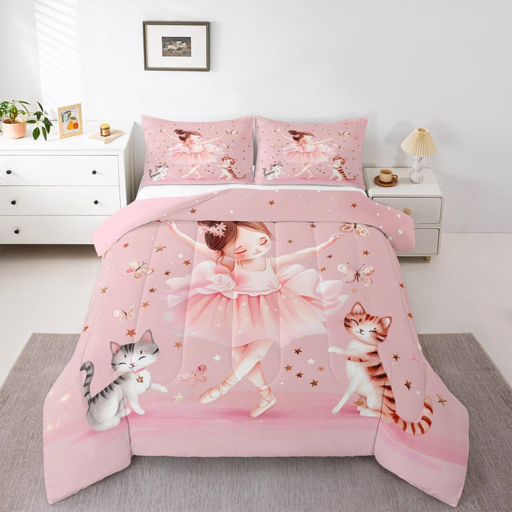 Pink Ballerina & Kittens Twin 2-Piece Comforter Set - Just Closeouts Canada Inc.X004OMQDTN