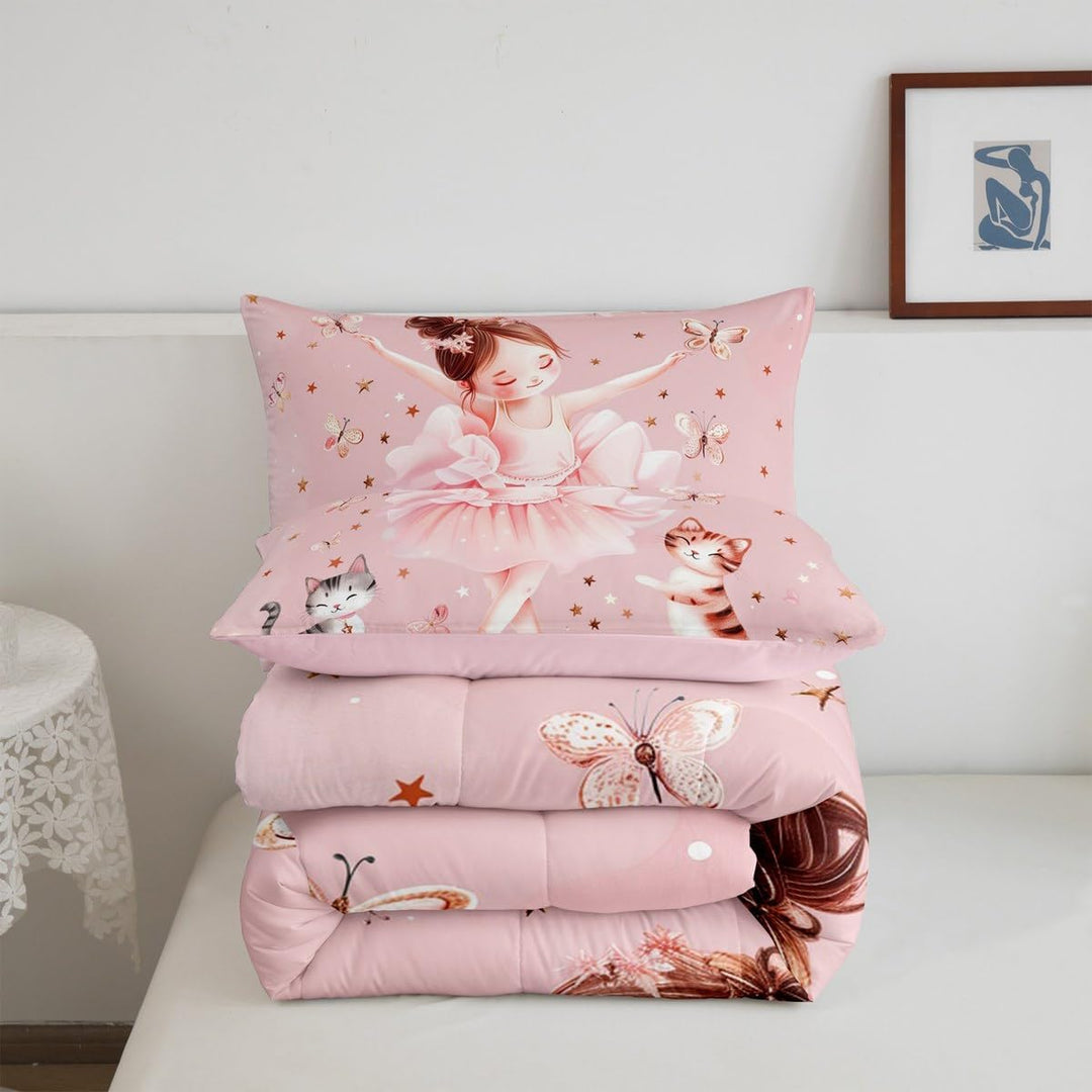 Pink Ballerina & Kittens Twin 2-Piece Comforter Set - Just Closeouts Canada Inc.X004OMQDTN
