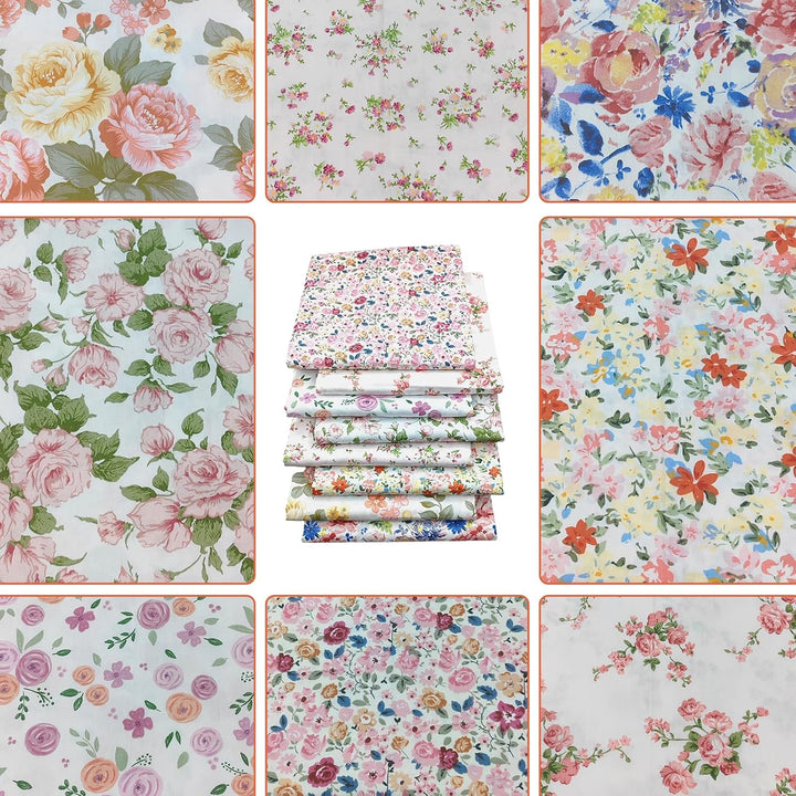 Eight floral print designs