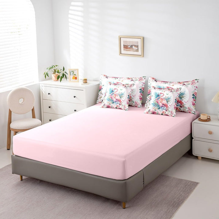 Pink Floral Flamingo Twin 7-Piece Comforter & Sheet Set - Just Closeouts Canada Inc.X004YEBEU9