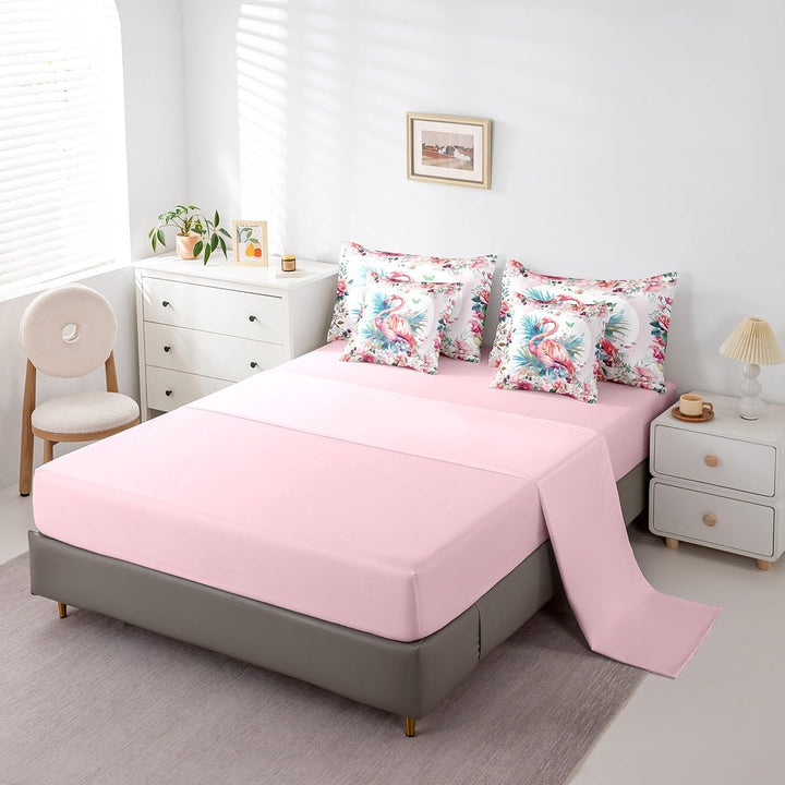 Pink Floral Flamingo Twin 7-Piece Comforter & Sheet Set - Just Closeouts Canada Inc.X004YEBEU9