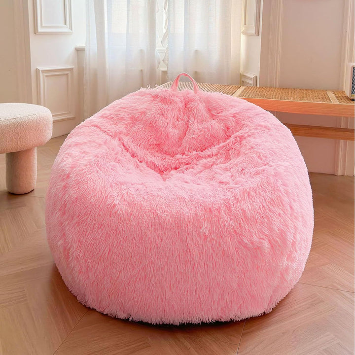 Pink Kids' Plush Faux Fur Bean Bag Cover, 28 × 28 × 32 in (No Filler) - Just Closeouts Canada Inc.X004LDI83J