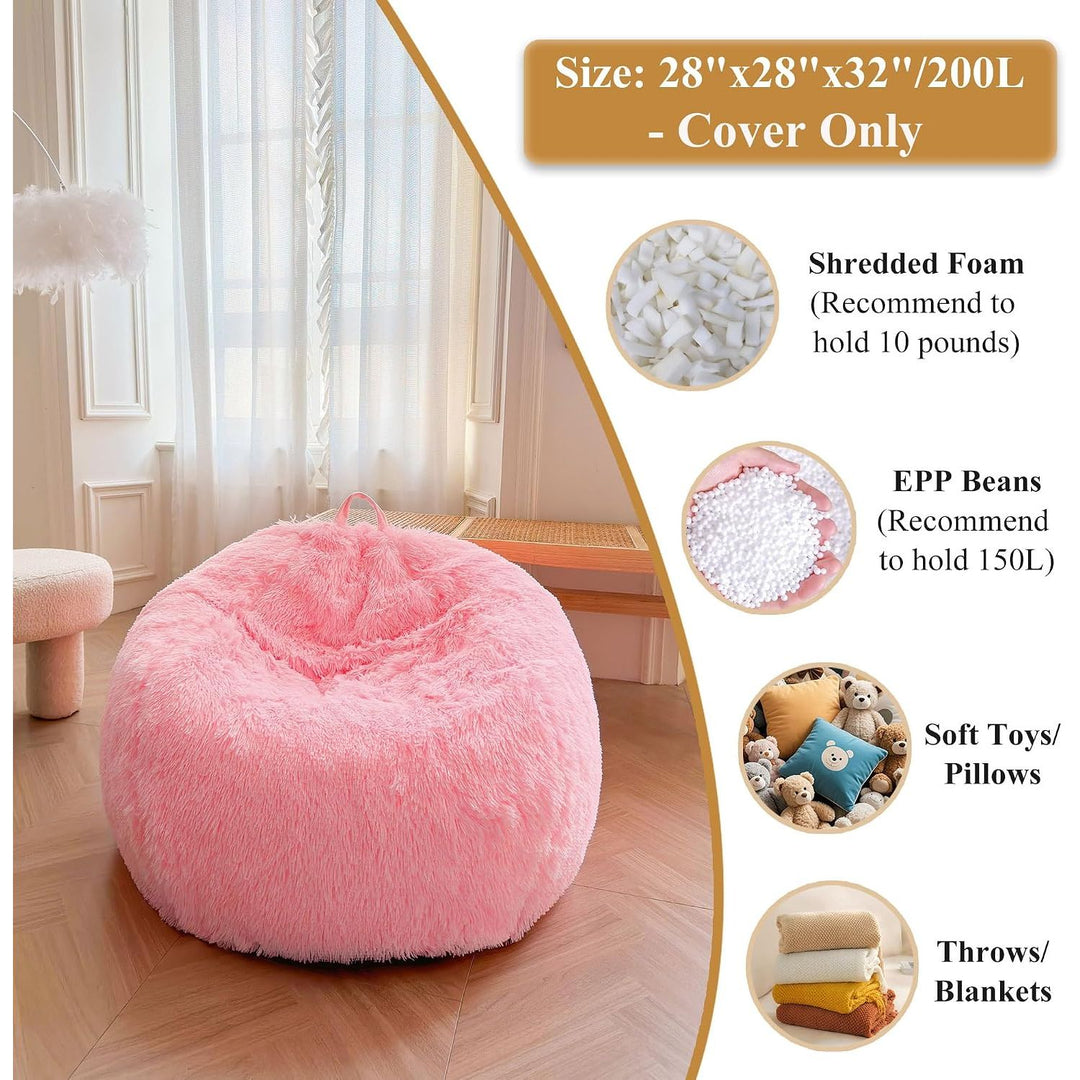 Pink Kids' Plush Faux Fur Bean Bag Cover, 28 × 28 × 32 in (No Filler) - Just Closeouts Canada Inc.X004LDI83J