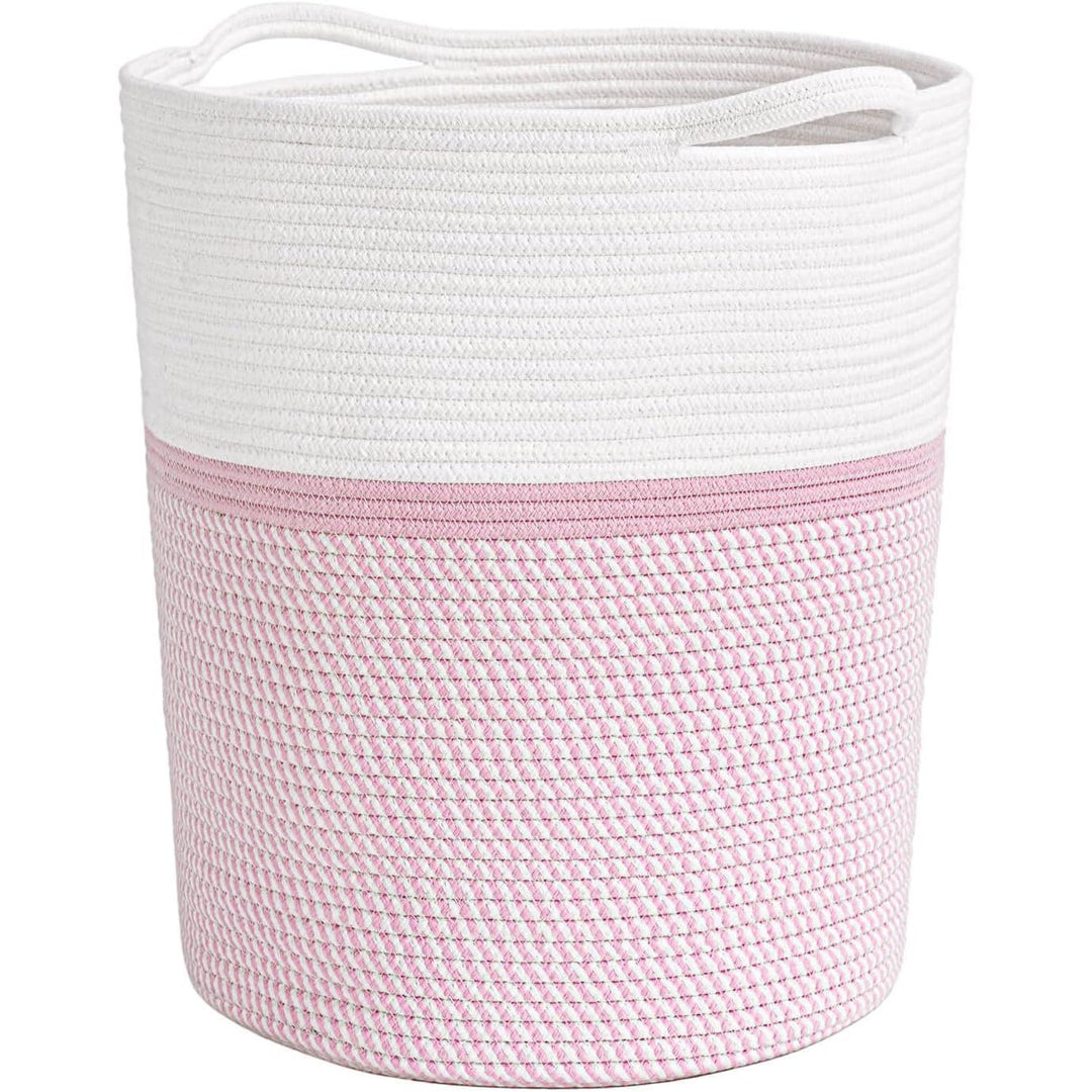 Pink Laundry Storage Basket, Baby Laundry Hamper, Woven Rope Toy Basket for Towel, Pillow, Blanket Storage Basket Nursery Bin, 15.8 X 13.8 X 17.8, Pink - Just Closeouts Canada Inc.