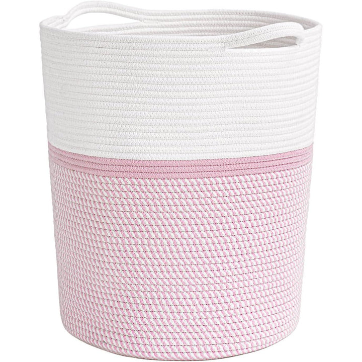 Pink Laundry Storage Basket, Baby Laundry Hamper, Woven Rope Toy Basket for Towel, Pillow, Blanket Storage Basket Nursery Bin, 15.8 X 13.8 X 17.8, Pink - Just Closeouts Canada Inc.