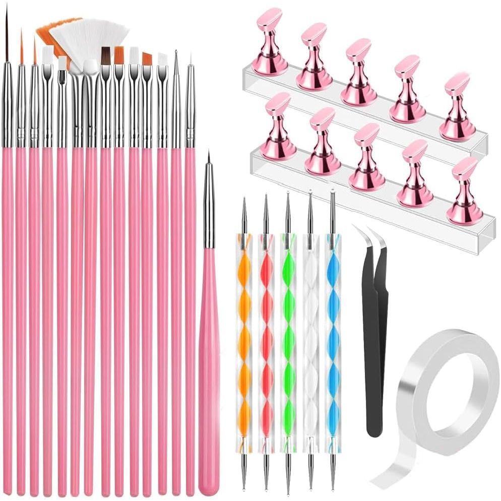 Pink Nail Art Brush, Dotting Tool & Holder Kit - Just Closeouts Canada Inc.X004OO97XP