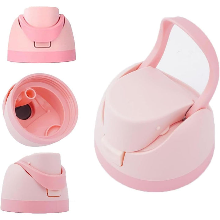 Pink one-button replacement water bottle lid, view 1