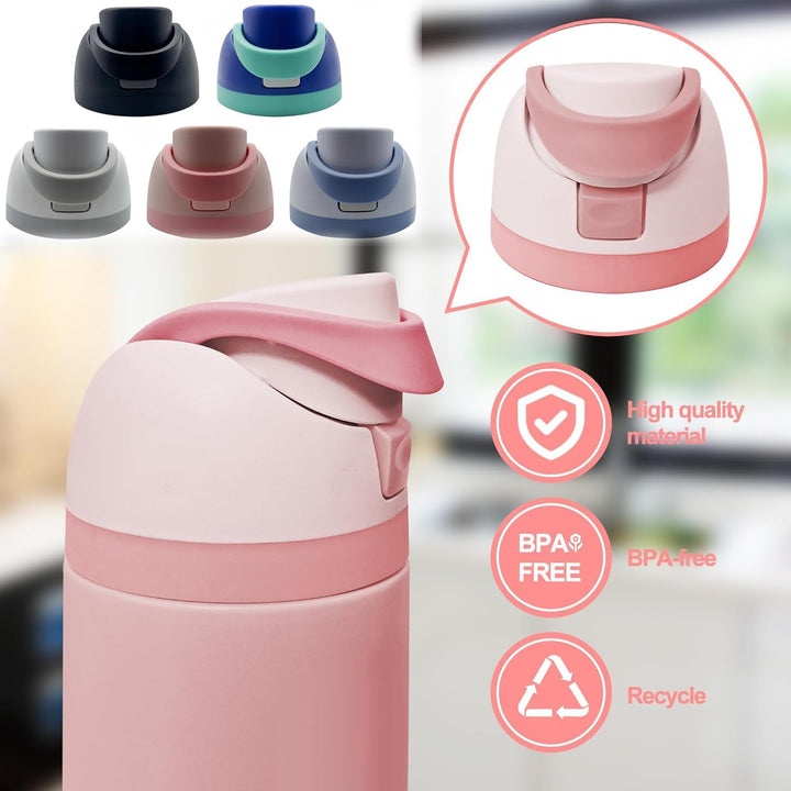 Pink one-button replacement water bottle lid, view 3
