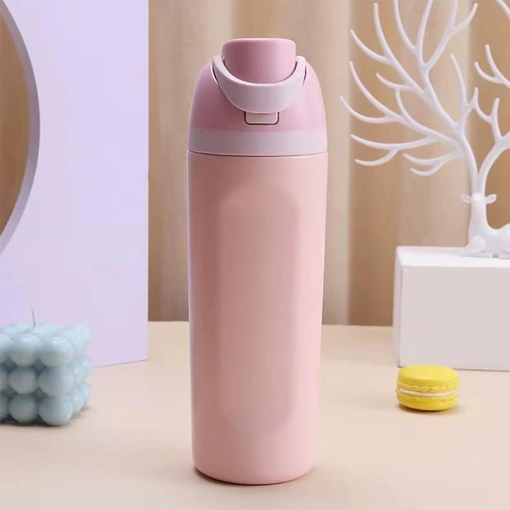 Pink one-button replacement water bottle lid, view 4