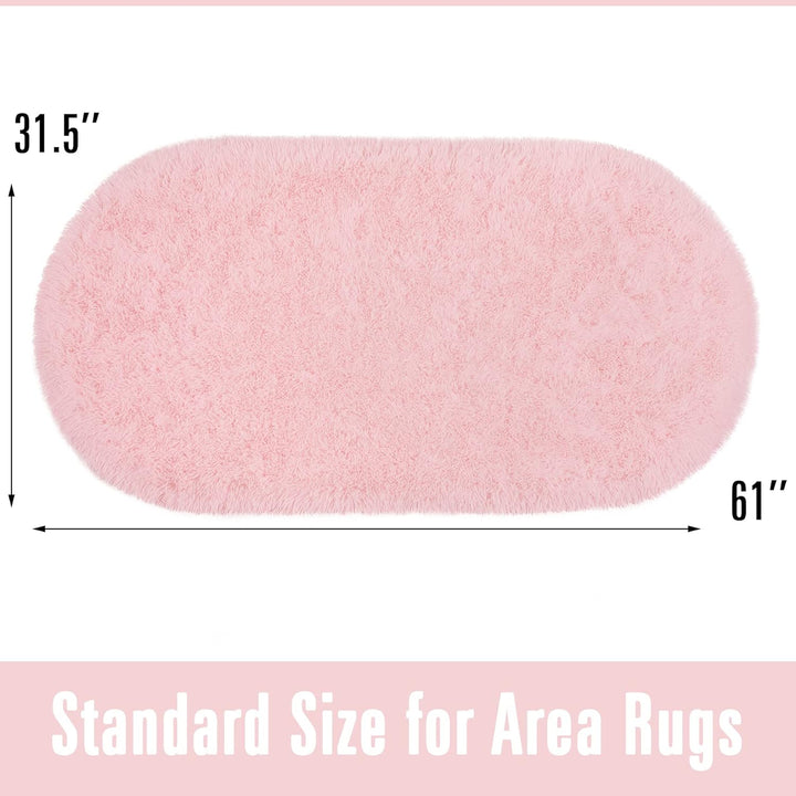 Pink Rug Soft Fluffy Oval Rugs Kids Rug for Girls Boys Bedroom Oval Throw Rug for Nursery Reading Room, Shaggy Cute Rugs Bedside School Dorm Home DŽcor, 2.6 x 5.3 Feet - Just Closeouts Canada Inc.X003QMUPO1