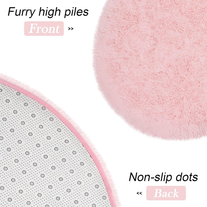 Pink Rug Soft Fluffy Oval Rugs Kids Rug for Girls Boys Bedroom Oval Throw Rug for Nursery Reading Room, Shaggy Cute Rugs Bedside School Dorm Home DŽcor, 2.6 x 5.3 Feet - Just Closeouts Canada Inc.X003QMUPO1