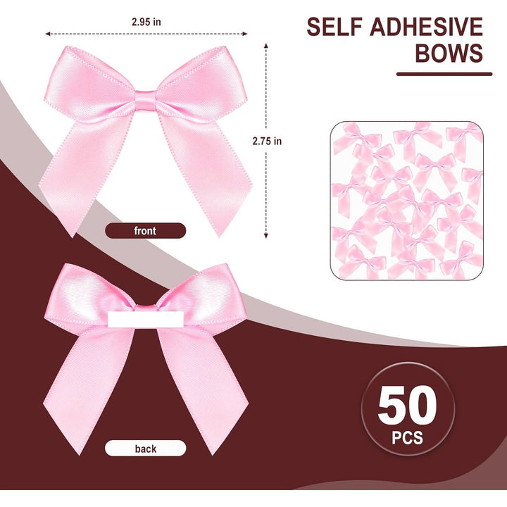 Pink Self-Adhesive Satin Gift Bows, 50 Pieces, 2 in - Just Closeouts Canada Inc.X004RUQ171