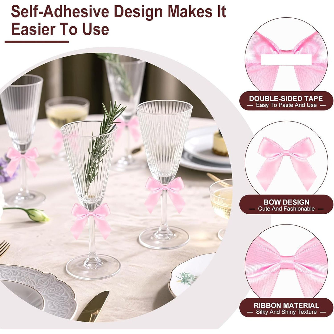 Pink Self-Adhesive Satin Gift Bows, 50 Pieces, 2 in - Just Closeouts Canada Inc.X004RUQ171
