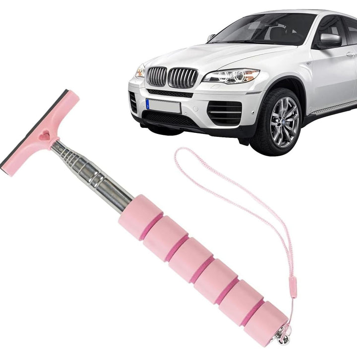 Pink telescopic car mirror wiper, view 1