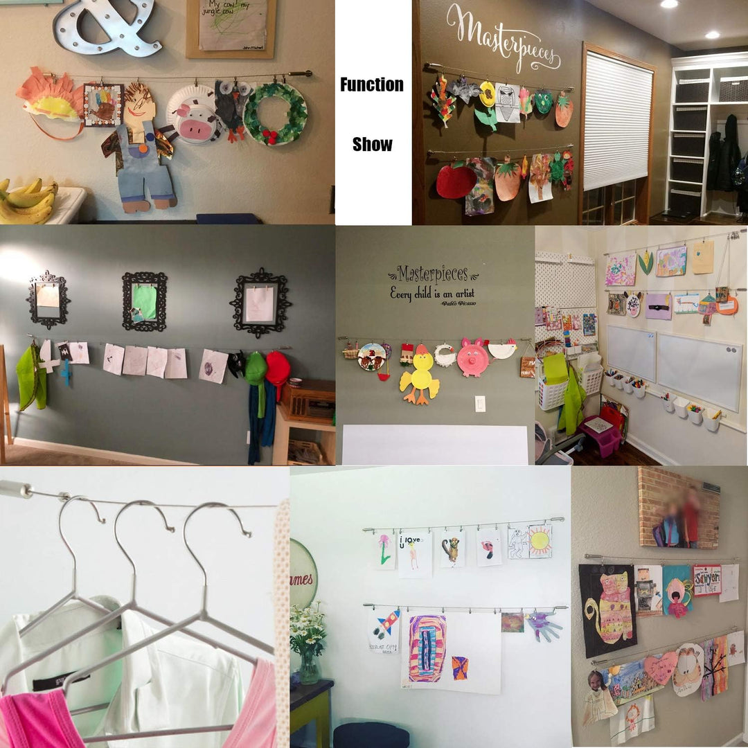 Pinowu Wall Mount Curtain Wire Rod Set for Art Display - Stainless Steel Photo Hanging Wire Clothesline Wire Window Curtain Tension Wire Multi - Purpose Crafts Organizer (5 Meter) - Just Closeouts Canada Inc.