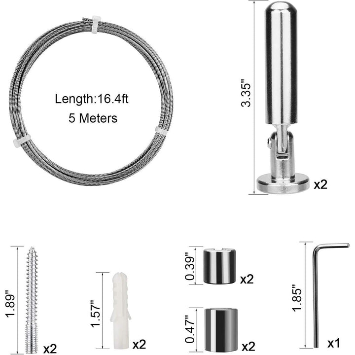Pinowu Wall Mount Curtain Wire Rod Set for Art Display - Stainless Steel Photo Hanging Wire Clothesline Wire Window Curtain Tension Wire Multi - Purpose Crafts Organizer (5 Meter) - Just Closeouts Canada Inc.
