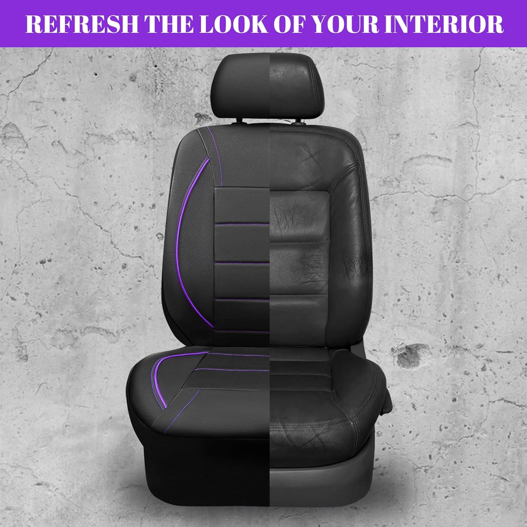 Piping PU Leather Car Seat Cover,Inside Zipper Design and Reserved Opening Holes Airbag Compatible,Universal FIT for Car, SUVs,Van,Trucks,Full Set, Black & Purple - Just Closeouts Canada Inc.
