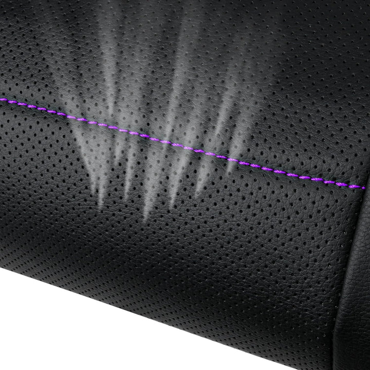 Piping PU Leather Car Seat Cover,Inside Zipper Design and Reserved Opening Holes Airbag Compatible,Universal FIT for Car, SUVs,Van,Trucks,Full Set, Black & Purple - Just Closeouts Canada Inc.