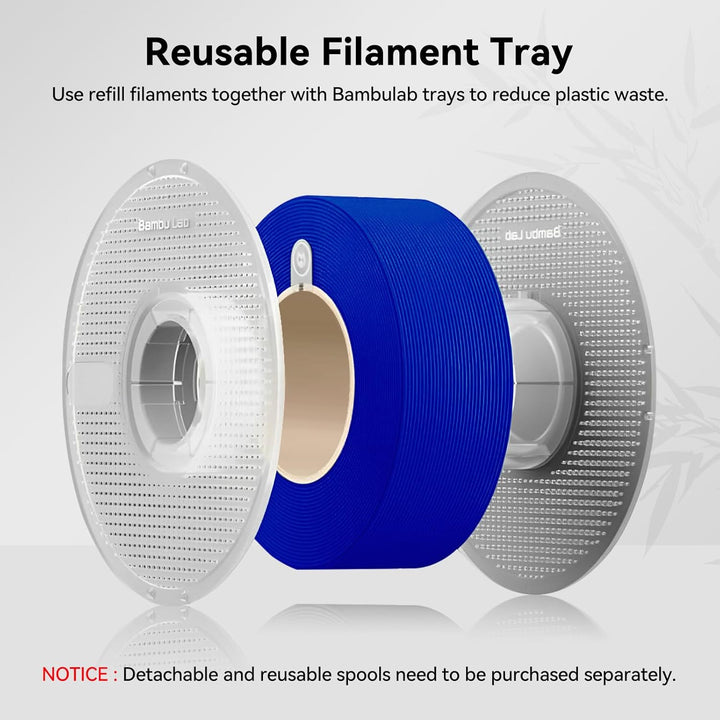 PLA Basic Refill Filament Compatible with Bambu Lab A1/A1 Mini/X1/P1 Series 3D Printers,1.75mm 1KG Spoolless(2.2lbs) 3D Printer Refilament Dimensional Accuracy +/ - 0.03mm - Blue (10601) - Just Closeouts Canada Inc.