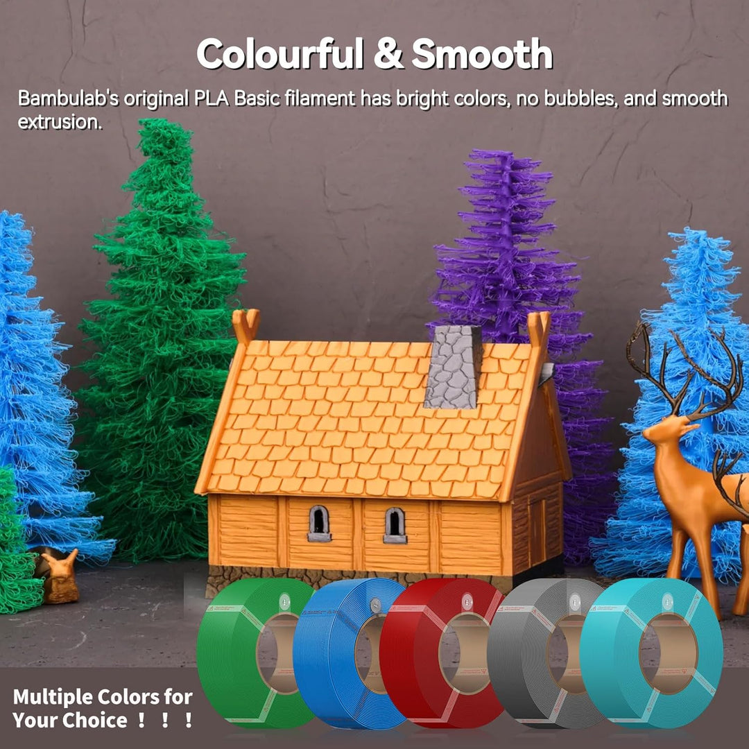 PLA Basic Refill Filament Compatible with Bambu Lab A1/A1 Mini/X1/P1 Series 3D Printers,1.75mm 1KG Spoolless(2.2lbs) 3D Printer Refilament Dimensional Accuracy +/ - 0.03mm - Blue (10601) - Just Closeouts Canada Inc.