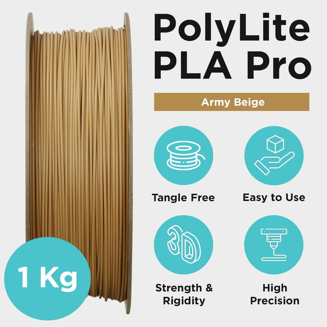 PLA PRO Filament 1.75mm 1kg, Tough & High Rigidity Army Beige 3D Printing Filament, PolyLite PLA PRO 3D Printer Filament 1.75mm, Print with Most 3D Printers - Just Closeouts Canada Inc.PA07027
