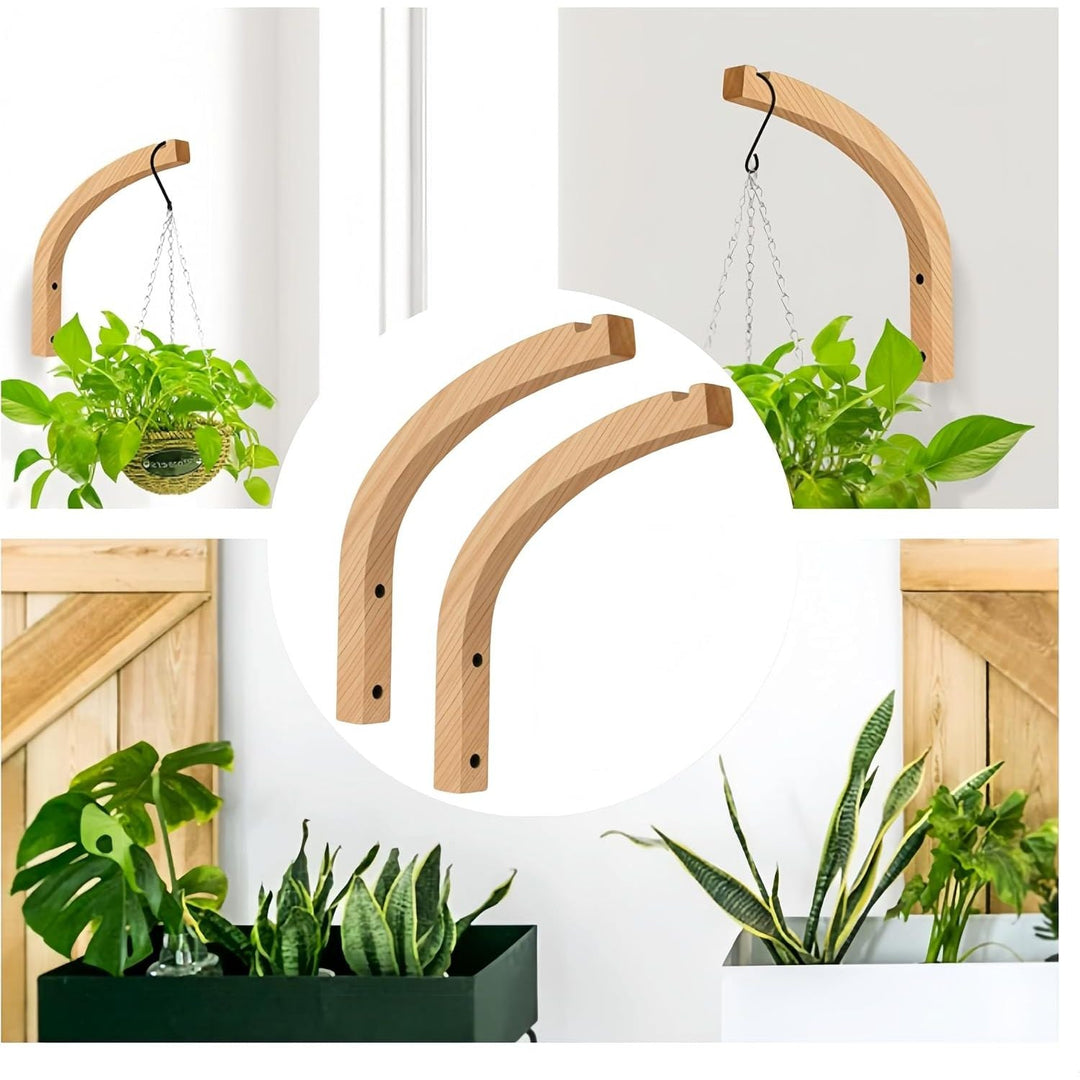 Plant Wall Hangers Wooden Plant Hooks, Plant Hangers Indoor, Wall Mounted Hanging Plant Hooks for Planters, for Planters Lanterns Flower Bracket Wind Chimes Decoration Hooks(2Pcs) - Just Closeouts Canada Inc.
