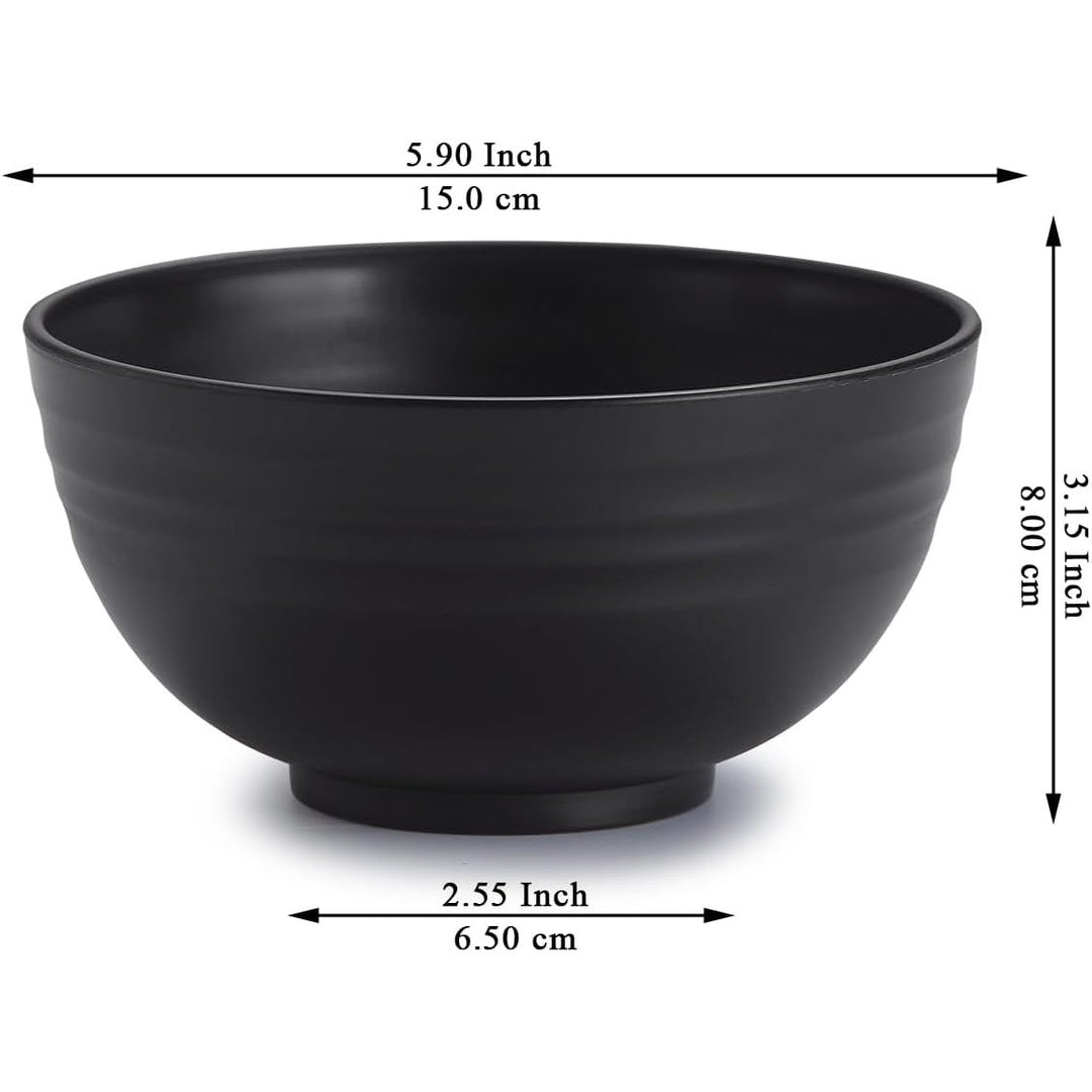 Plastic Bowls Set of 12 Pieces, Black reusable and Sturdy Unbreakable Bowl for Soup, Noodle, Pasta, Popcorn, Microwave Safe Dishwasher Safe - Just Closeouts Canada Inc.