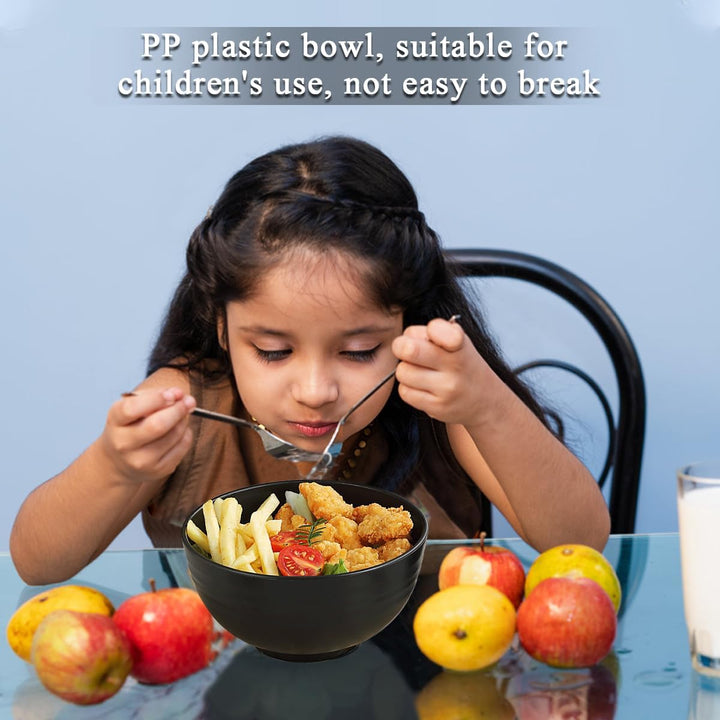 Plastic Bowls Set of 12 Pieces, Black reusable and Sturdy Unbreakable Bowl for Soup, Noodle, Pasta, Popcorn, Microwave Safe Dishwasher Safe - Just Closeouts Canada Inc.