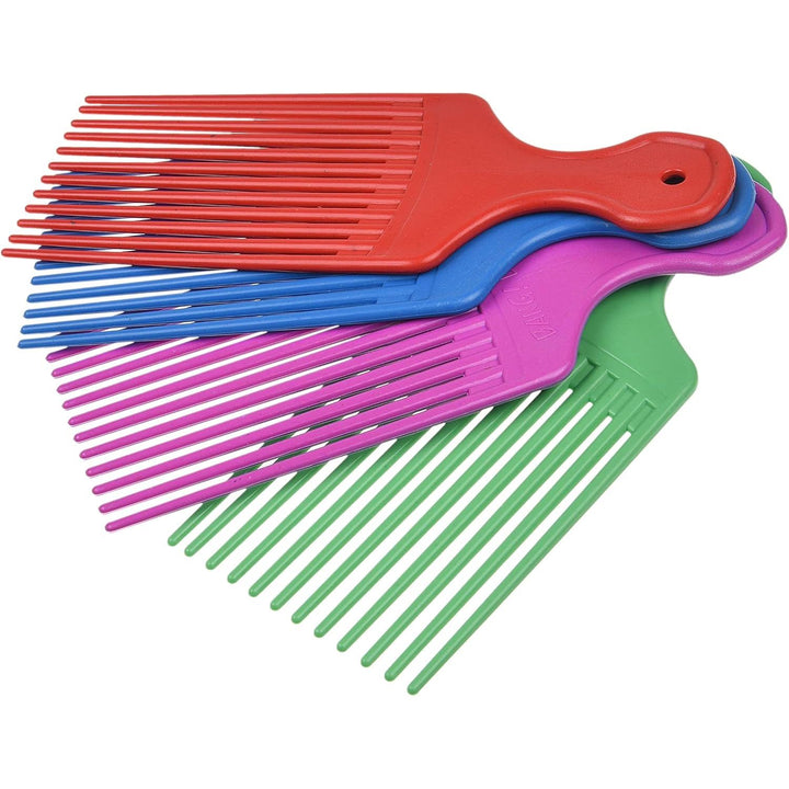 Plastic Hair Pick Combs, 4-Piece Green, Blue, Purple and Red Set - Just Closeouts Canada Inc.