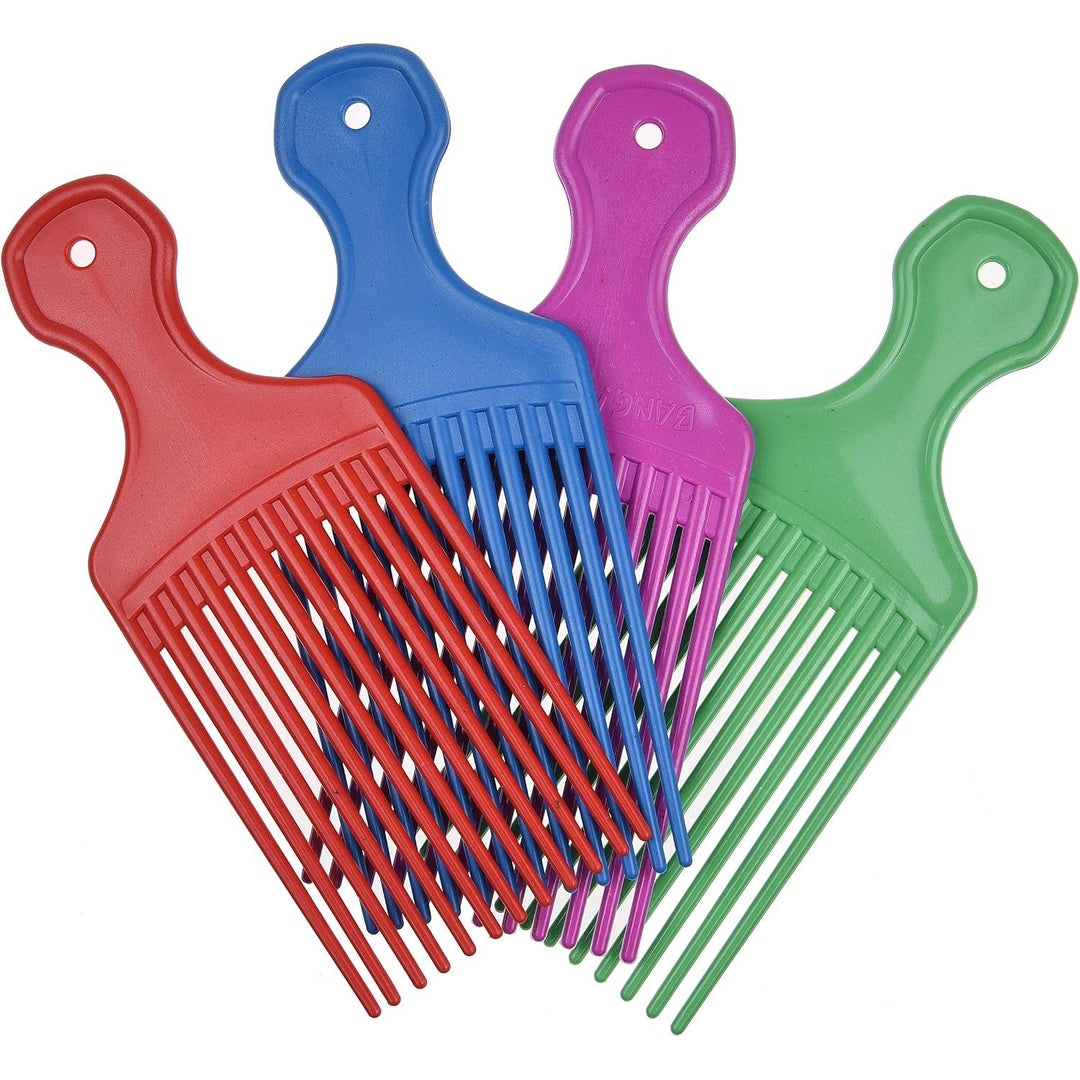 Plastic Hair Pick Combs, 4-Piece Green, Blue, Purple and Red Set - Just Closeouts Canada Inc.