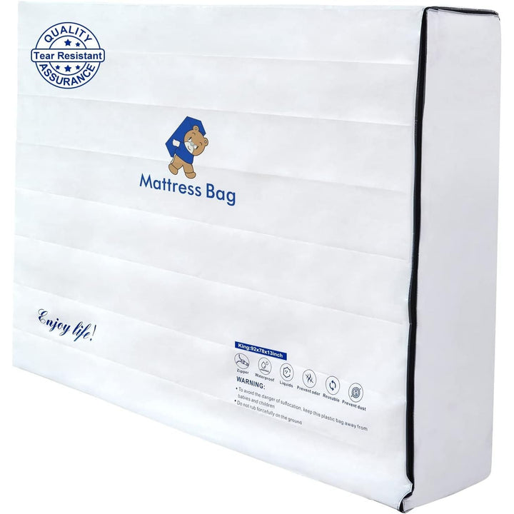 Plastic Mattress Bag for Moving Storage, 6 Mil Waterproof Zippered Mattress Cover, Mattress Protector for Moving Supplies - King Size - Just Closeouts Canada Inc.