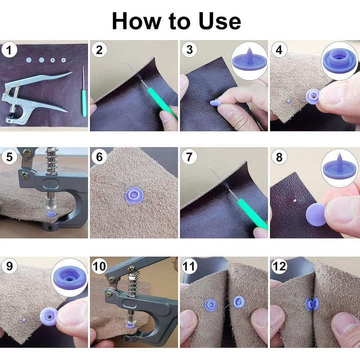 Plastic Snaps with Snap Pliers,460 Sets 24 - Colors Plastic Snaps and Tool Set, T5 Plastic Snap Buttons,Plastic Snap Fasteners for Sewing,Clothing,Crafting,Diaper,Bibs - Just Closeouts Canada Inc.