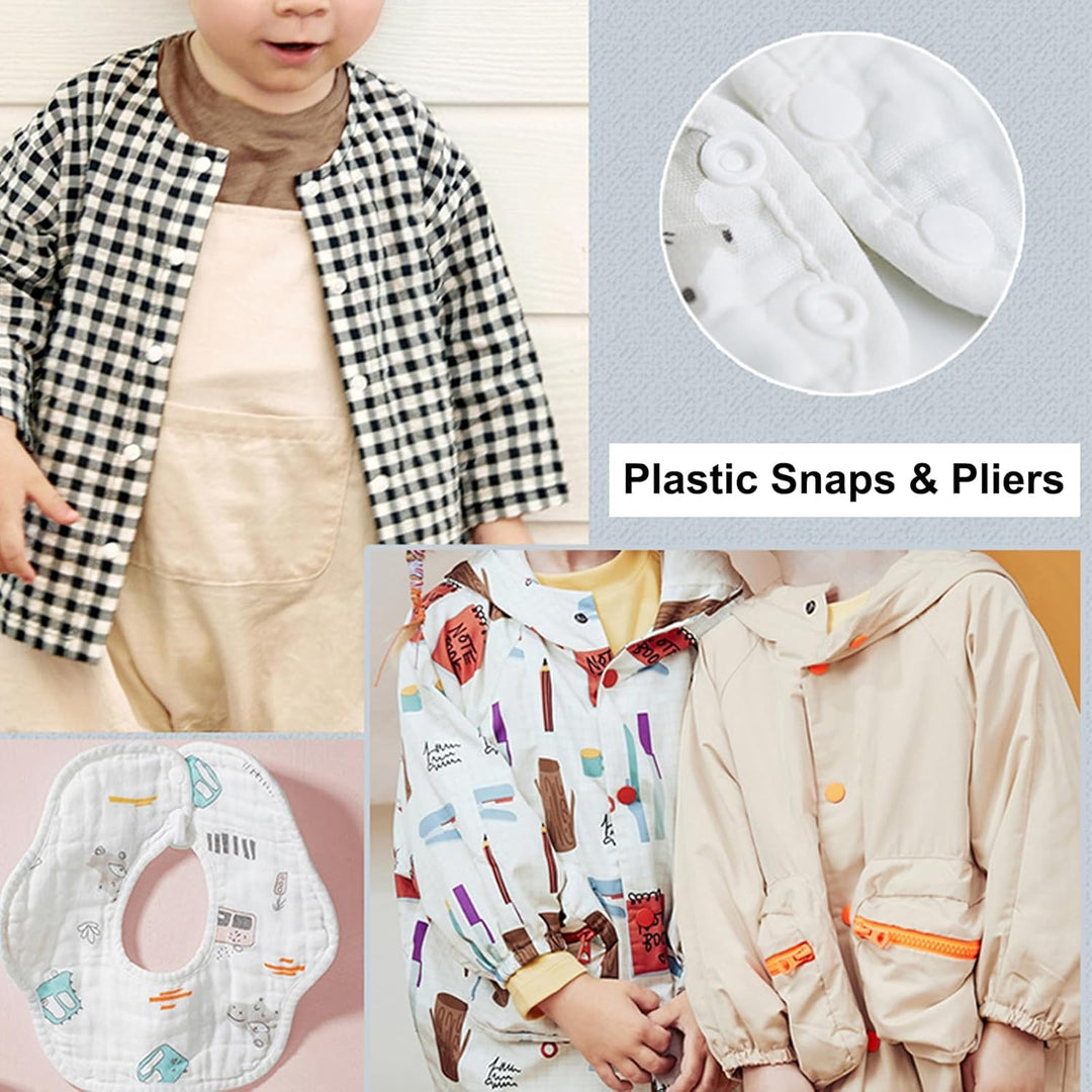 Plastic Snaps with Snap Pliers,460 Sets 24 - Colors Plastic Snaps and Tool Set, T5 Plastic Snap Buttons,Plastic Snap Fasteners for Sewing,Clothing,Crafting,Diaper,Bibs - Just Closeouts Canada Inc.