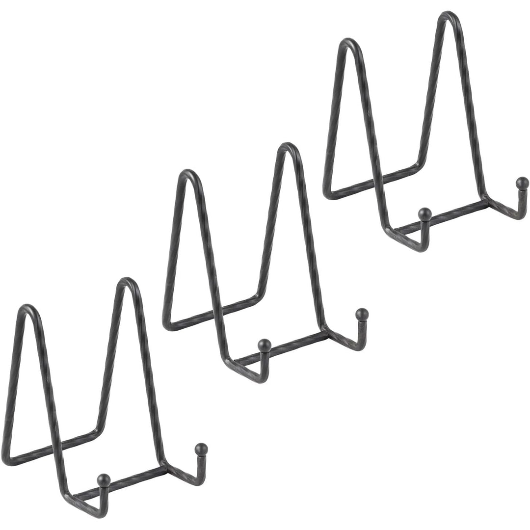 Plate Holder Easel Display Stand - 4.5 Inch Twisted Metal Wire Plate Stands - Picture Frame Stand - Tabletop Easels for Display Decorative Plates | Pictures | Books | Photo | Plaque - 3 Pack - Black - Just Closeouts Canada Inc.X003XZZ2J9