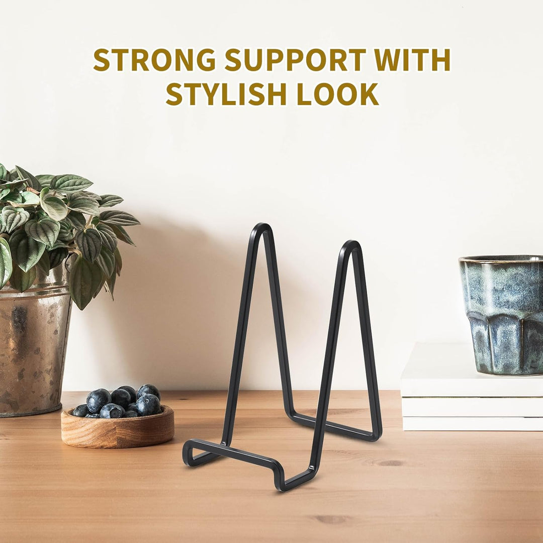 Plate Holder Easel Display Stand - 6 inch Metal Plate Stands for Display - Tabletop Picture Stand - Black Iron Easels for Display Pictures | Photo Frames | Book | Decorative Plates | Plaque - 4 Pack - Just Closeouts Canada Inc.