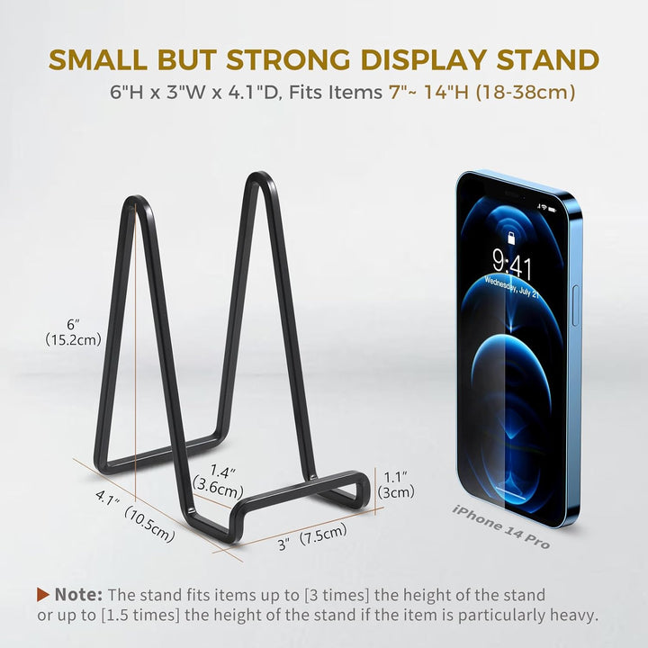 Plate Holder Easel Display Stand - 6 inch Metal Plate Stands for Display - Tabletop Picture Stand - Black Iron Easels for Display Pictures | Photo Frames | Book | Decorative Plates | Plaque - 4 Pack - Just Closeouts Canada Inc.