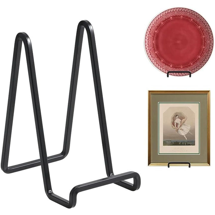 Plate Holder Easel Display Stand - 6 inch Metal Plate Stands for Display - Tabletop Picture Stand - Black Iron Easels for Display Pictures | Photo Frames | Book | Decorative Plates | Plaque - 4 Pack - Just Closeouts Canada Inc.
