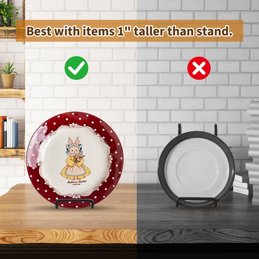 Plate Holder Easel Display Stand - 6 inch Metal Plate Stands for Display - Tabletop Picture Stand - Black Iron Easels for Display Pictures | Photo Frames | Book | Decorative Plates | Plaque - 4 Pack - Just Closeouts Canada Inc.