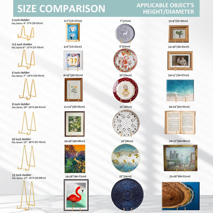 Plate Holder Easel Display Stand - 6 inch Metal Plate Stands for Display - Tabletop Picture Stand - Gold Iron Easels for Display Pictures | Photo Frames | Book | Decorative Plates | Plaque - 4 Pack, Gold - Just Closeouts Canada Inc.X003A3D7UP