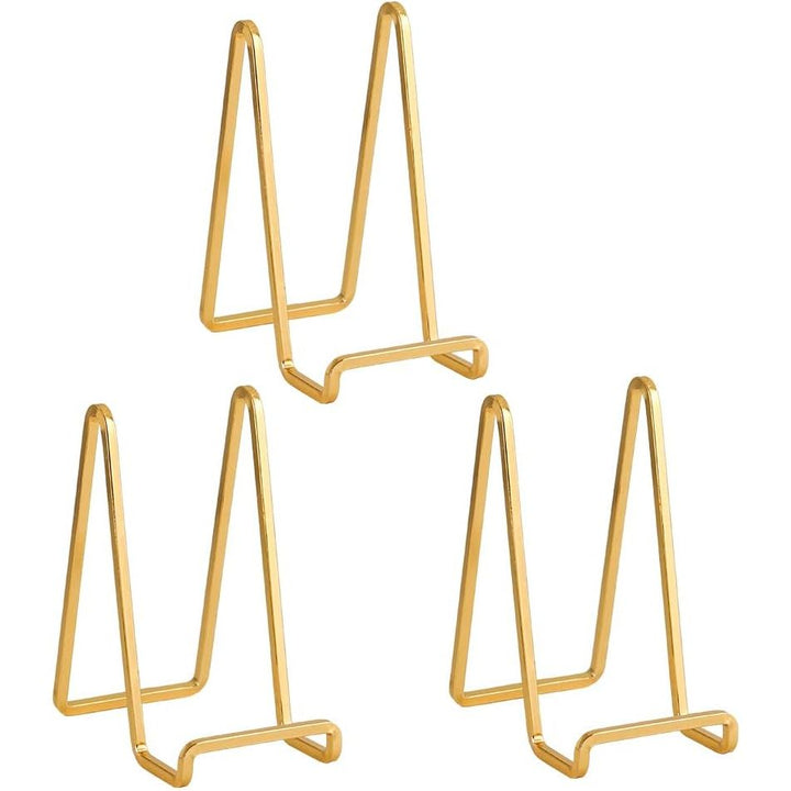 Plate Holder Easel Display Stand - 6 inch Metal Plate Stands for Display - Tabletop Picture Stand - Gold Iron Easels for Display Pictures | Photo Frames | Book | Decorative Plates | Plaque - 3 Pack - Just Closeouts Canada Inc.