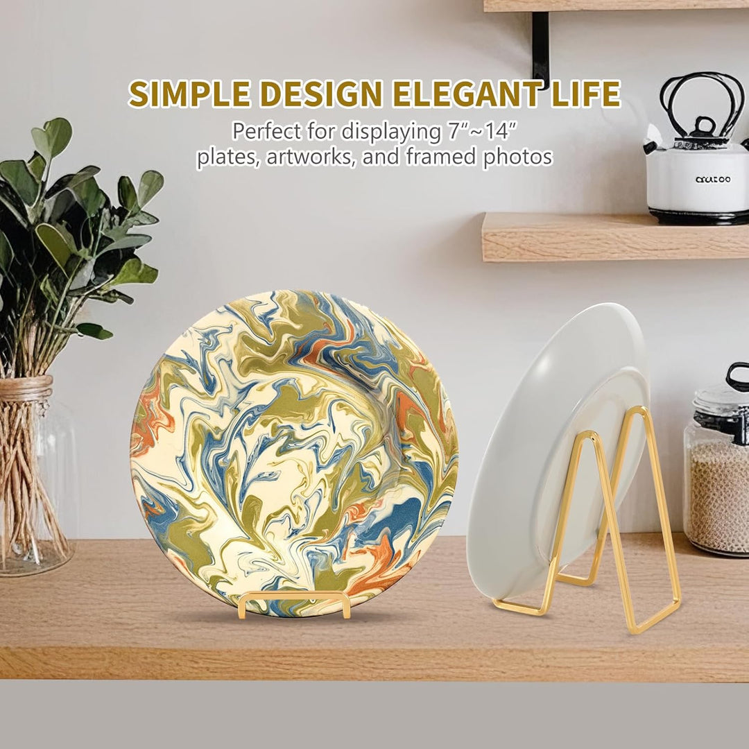 Plate Holder Easel Display Stand - 6 inch Metal Plate Stands for Display - Tabletop Picture Stand - Gold Iron Easels for Display Pictures | Photo Frames | Book | Decorative Plates | Plaque - 3 Pack - Just Closeouts Canada Inc.