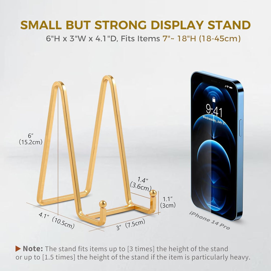 Plate Holder Easel Display Stand - 6 inch Metal Plate Stands for Display - Tabletop Picture Stand - Gold Iron Easels for Display Pictures | Photo Frames | Book | Decorative Plates | Plaque - 4 Pack, Gold - Just Closeouts Canada Inc.X003A3D7UP
