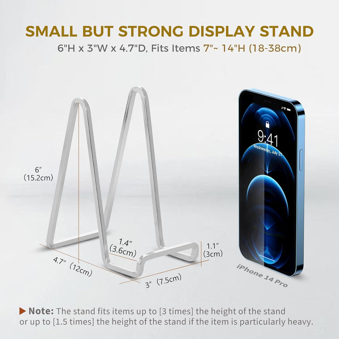 Plate Holder Easel Display Stand - 6 inch Metal Plate Stands for Display - Tabletop Picture Stand - Silver Iron Easels for Display Pictures | Photo Frames | Book | Decorative Plates | Plaque - 3 Pack - Just Closeouts Canada Inc.X003CPLDTX