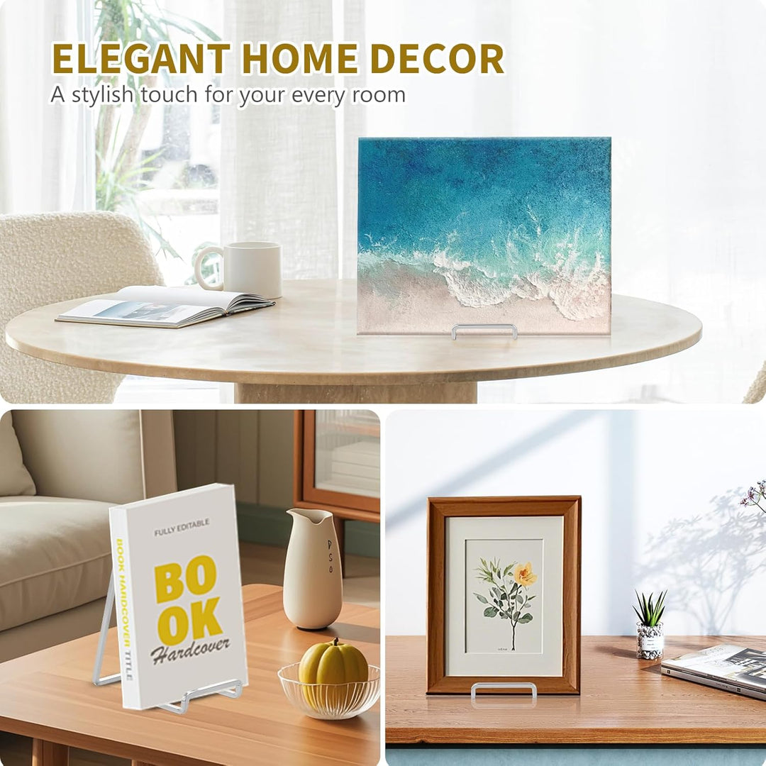 Plate Holder Easel Display Stand - 6 inch Metal Plate Stands for Display - Tabletop Picture Stand - Silver Iron Easels for Display Pictures | Photo Frames | Book | Decorative Plates | Plaque - 3 Pack - Just Closeouts Canada Inc.X003CPLDTX