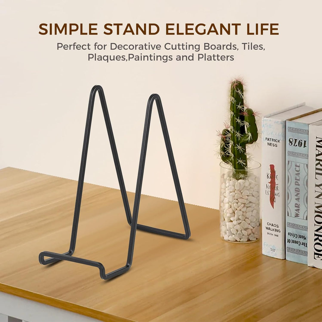 Plate Holder Easel Display Stand - 8 inch Metal Plate Stands for Display - Tabletop Picture Stand - Black Iron Easels for Display Pictures | Photo Frames | Book | Decorative Plates | Plaque - 2 Pack - Just Closeouts Canada Inc.