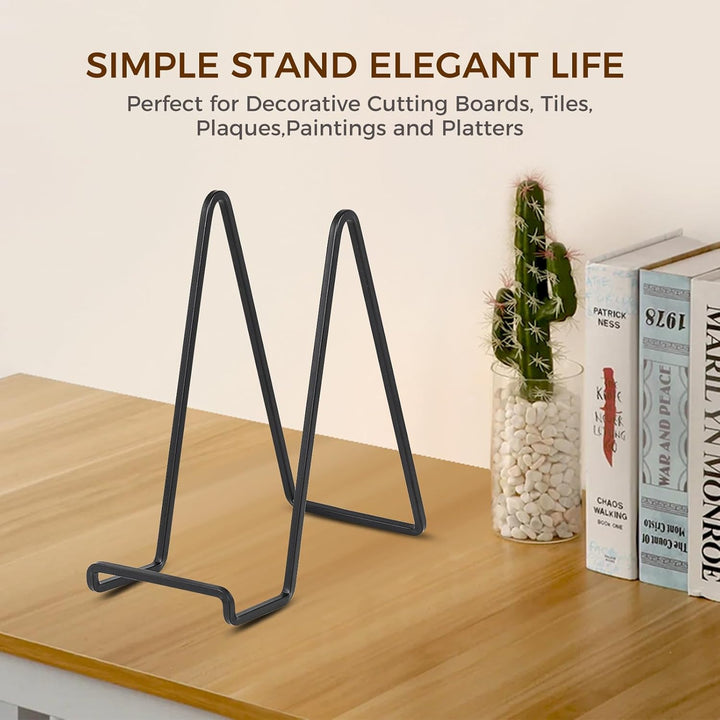 Plate Holder Easel Display Stand - 8 inch Metal Plate Stands for Display - Tabletop Picture Stand - Black Iron Easels for Display Pictures | Photo Frames | Book | Decorative Plates | Plaque - 2 Pack - Just Closeouts Canada Inc.
