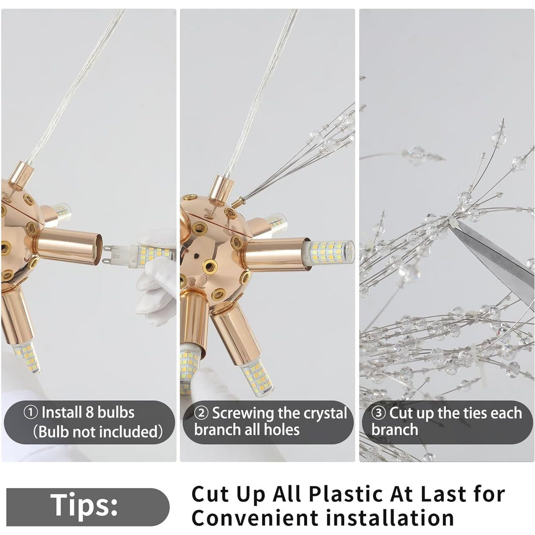 Plug in Modern Crystal Chandeliers Ceiling Lights, 8 - Light Plug in Pendant Light Hanging Lights That Plug in Dining Room Light Fixtures,Chrome Sputnik Fireworks Chandelier for Kitchen Bedroom Entryway - Just Closeouts Canada Inc.