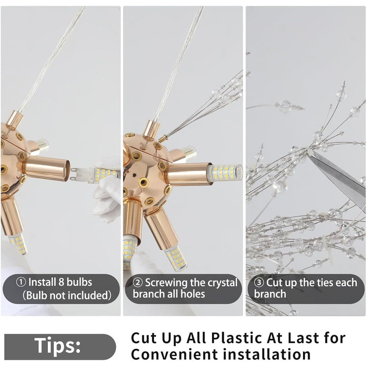 Plug in Modern Crystal Chandeliers Ceiling Lights, 8 - Light Plug in Pendant Light Hanging Lights That Plug in Dining Room Light Fixtures,Chrome Sputnik Fireworks Chandelier for Kitchen Bedroom Entryway - Just Closeouts Canada Inc.